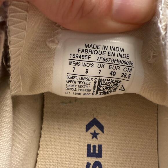 Converse Unisex Natural Ivory Chuck Taylor All Star Canvas Sz 9 - Picture 5 of 16